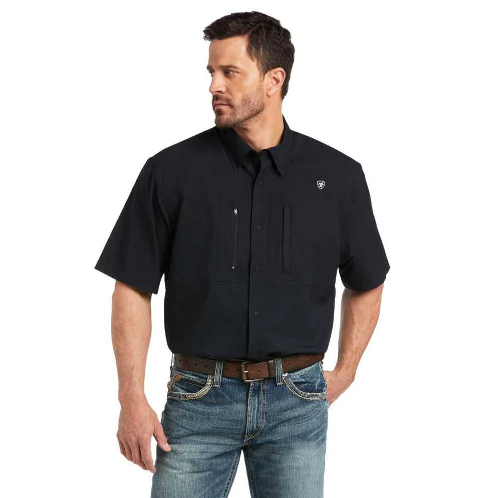Camisa Ariat Masculina VentTEK Preta Manga Curta - Masculina