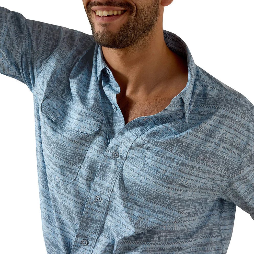 Camisa Ariat Masculina VentTEK Blue Manga Curta - Masculina