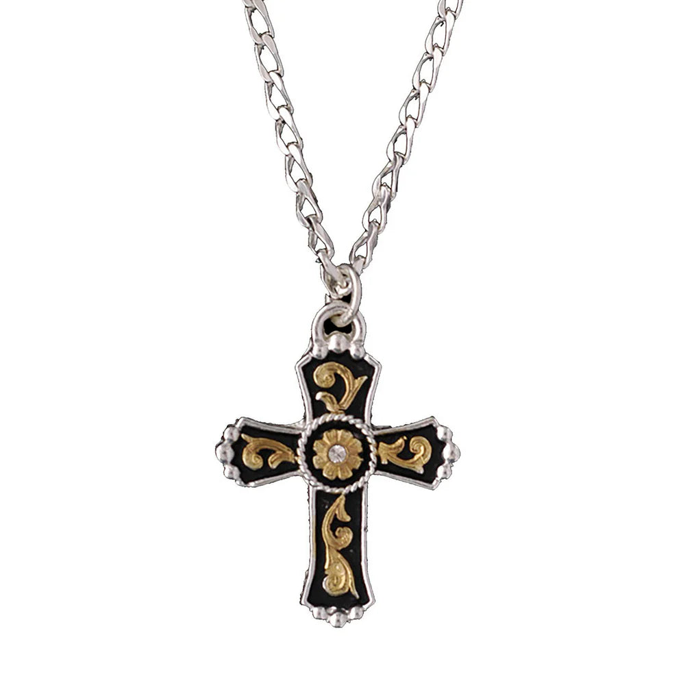 Colar Masculino Cruz Prata e Dourado – DN120