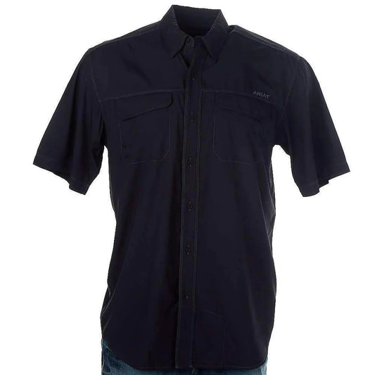 Camisa Ariat Masculina VentTEK Outbound Preta Manga Curta - Masculina