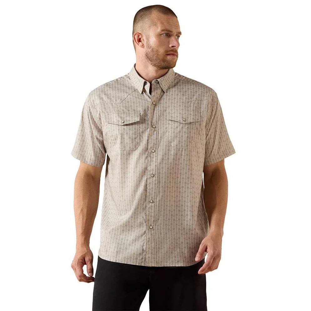 Camisa Ariat Masculina VentTEK Bege  Manga Curta - Masculina