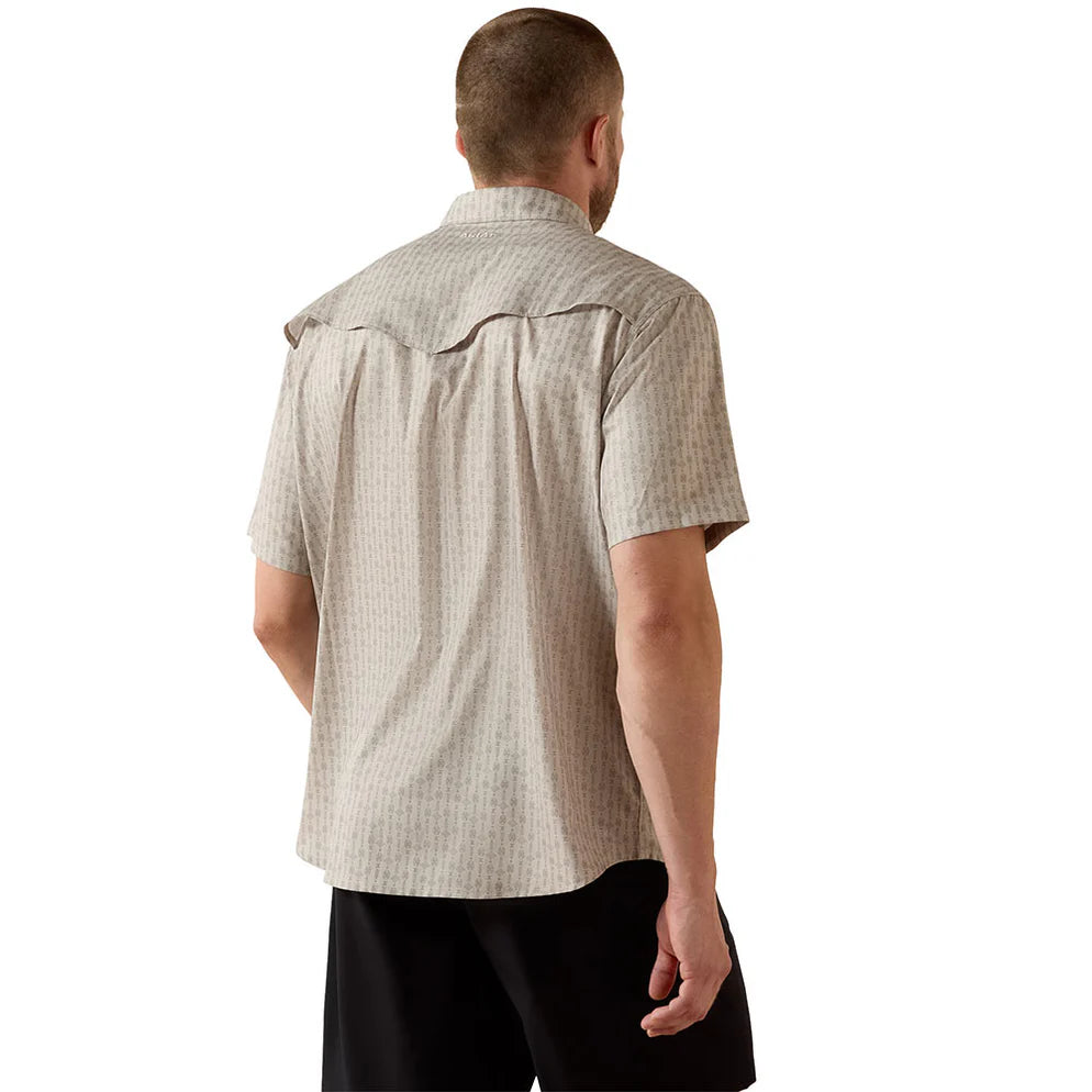 Camisa Ariat Masculina VentTEK Bege  Manga Curta - Masculina