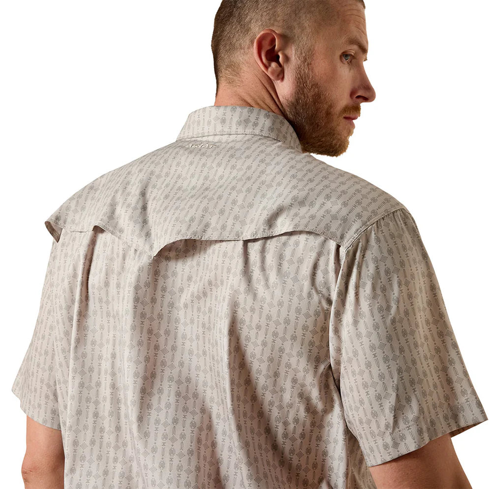 Camisa Ariat Masculina VentTEK Bege  Manga Curta - Masculina