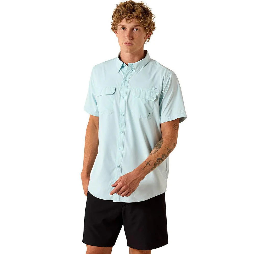 Camisa Ariat Masculina VentTEK Azul Manga Curta - Masculina