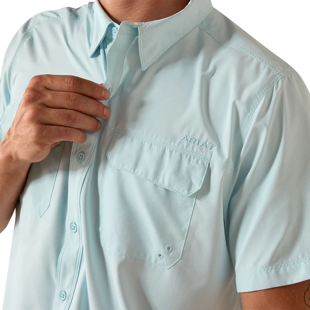 Camisa Ariat Masculina VentTEK Azul Manga Curta - Masculina