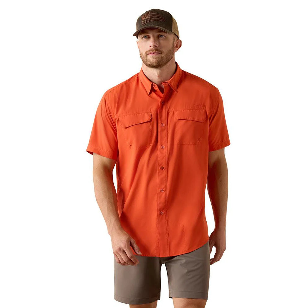 Camisa Ariat Masculina VentTEK Laranja Manga Curta - Masculina
