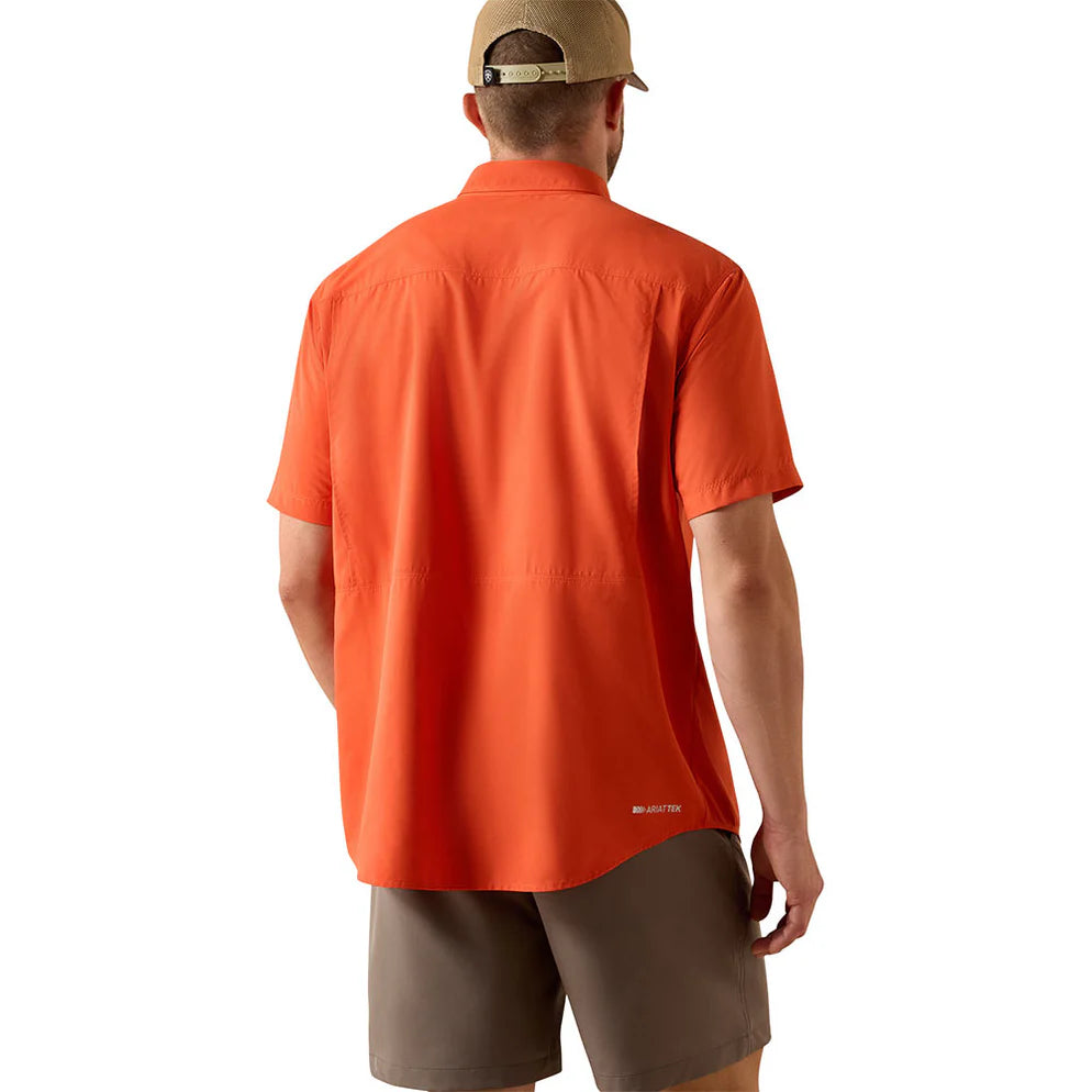 Camisa Ariat Masculina VentTEK Laranja Manga Curta - Masculina