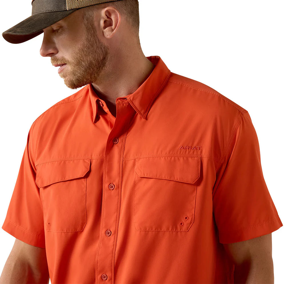 Camisa Ariat Masculina VentTEK Laranja Manga Curta - Masculina
