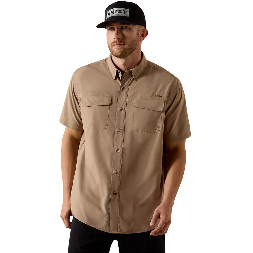 Camisa Ariat Masculina VentTEK Marrom Manga Curta - Masculina