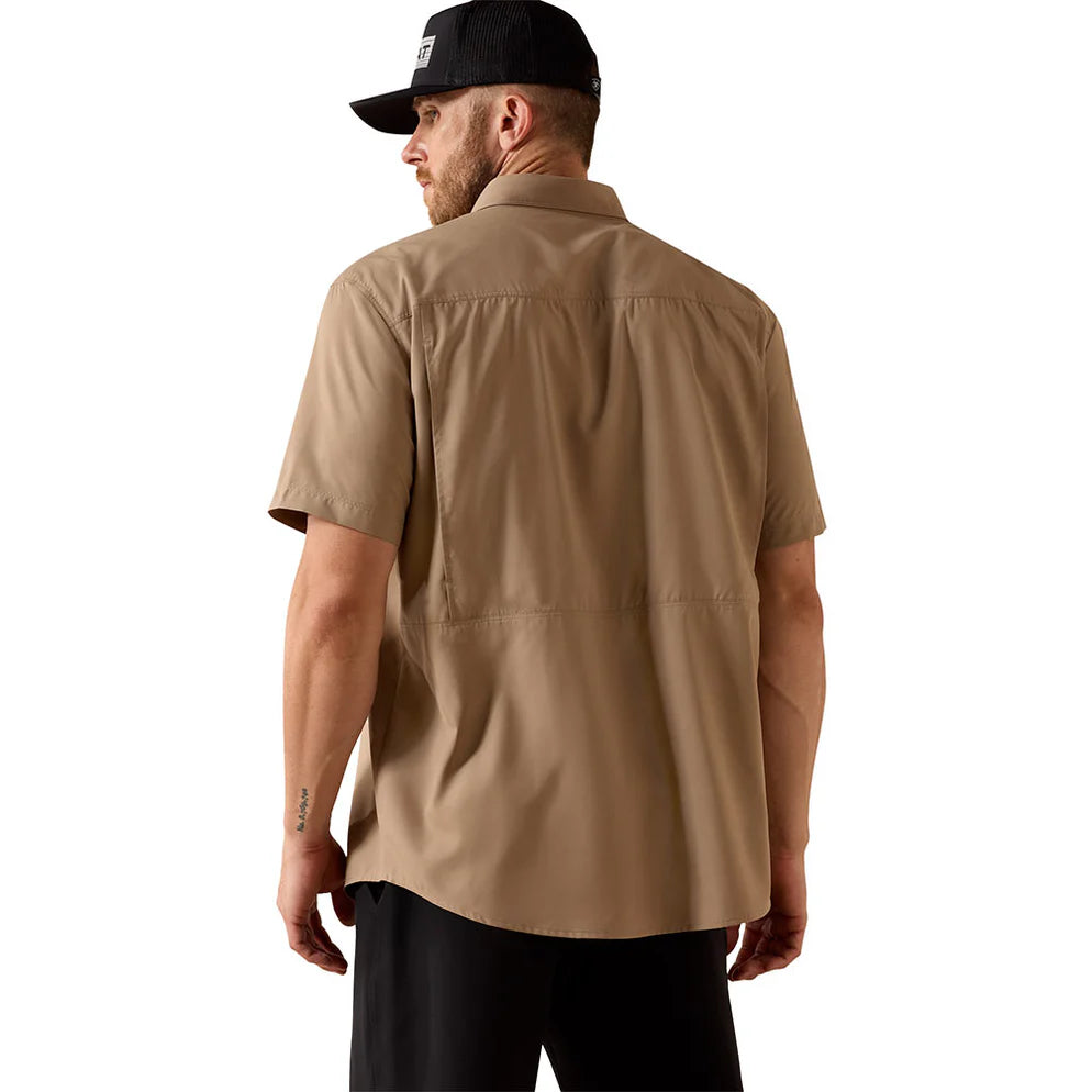 Camisa Ariat Masculina VentTEK Marrom Manga Curta - Masculina