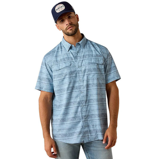 Camisa Ariat Masculina VentTEK Blue Manga Curta - Masculina
