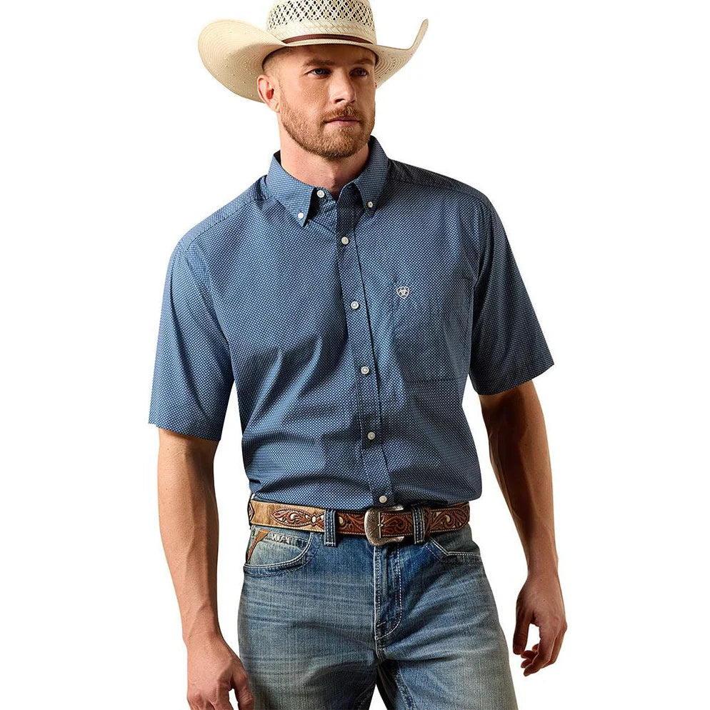 Camisa Ariat Key Largo Azul Manga Curta – Masculina
