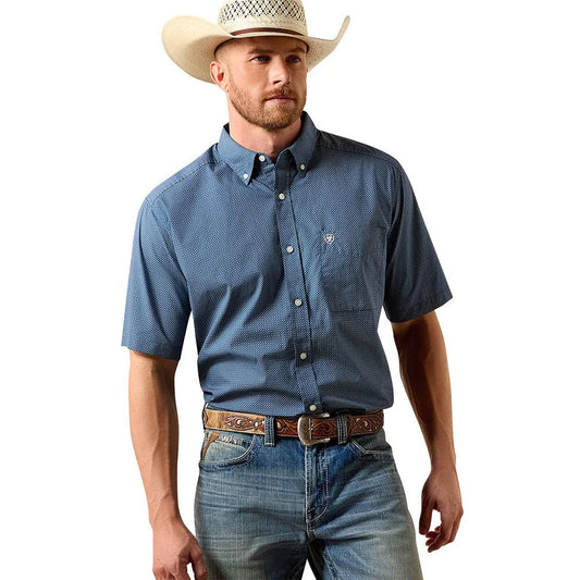 Camisa Ariat Key Largo Azul Manga Curta – Masculina