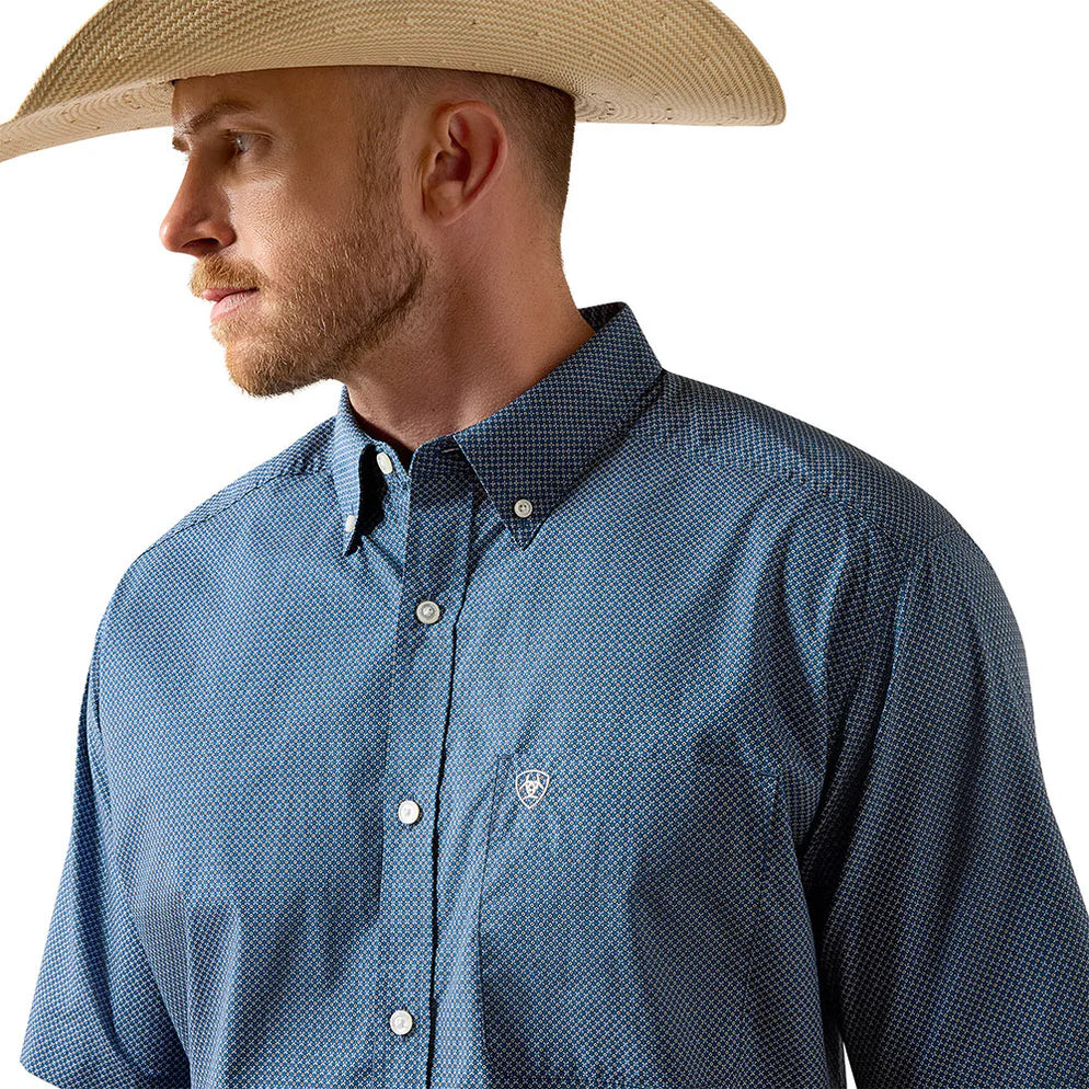 Camisa Ariat Key Largo Azul Manga Curta – Masculina