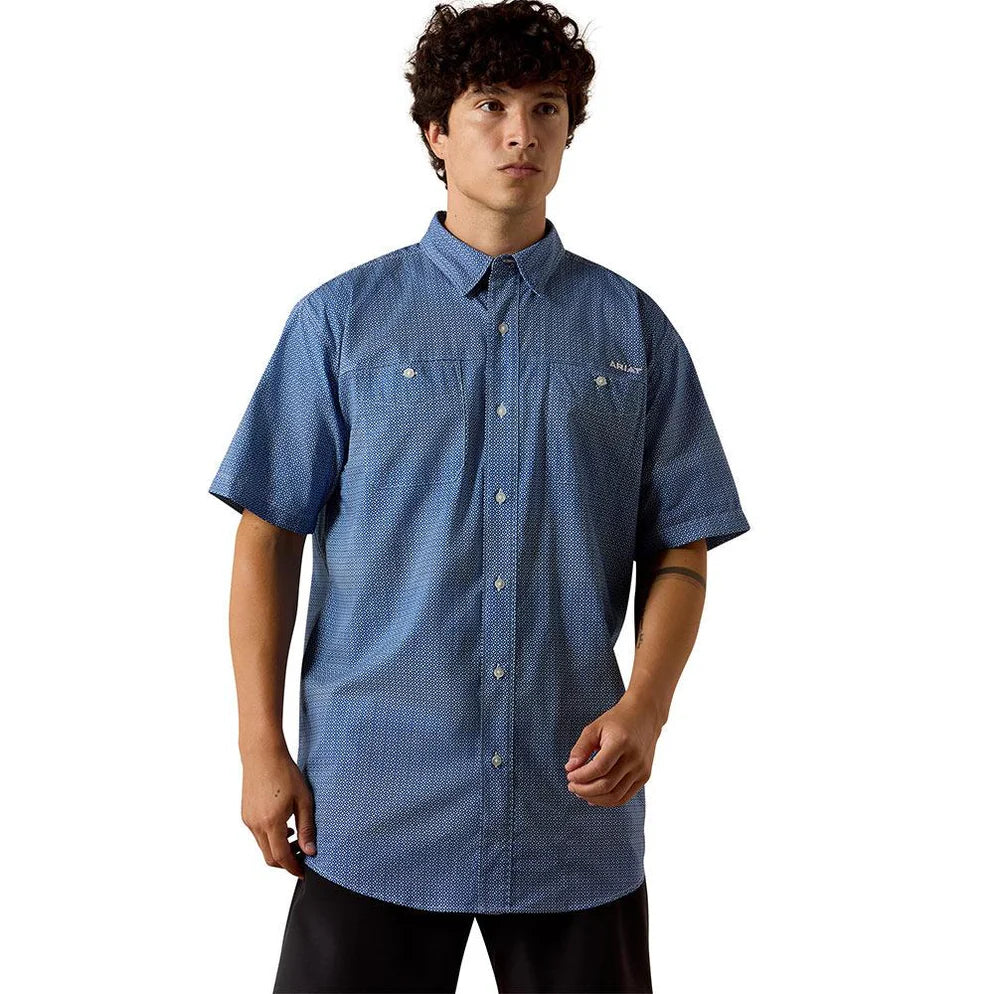 Camisa Ariat 360 Airflow Blue Quartz Manga Curta – Masculina