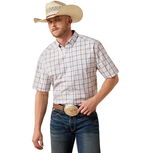 Camisa Ariat Xadrez White Manga Curta – Masculina