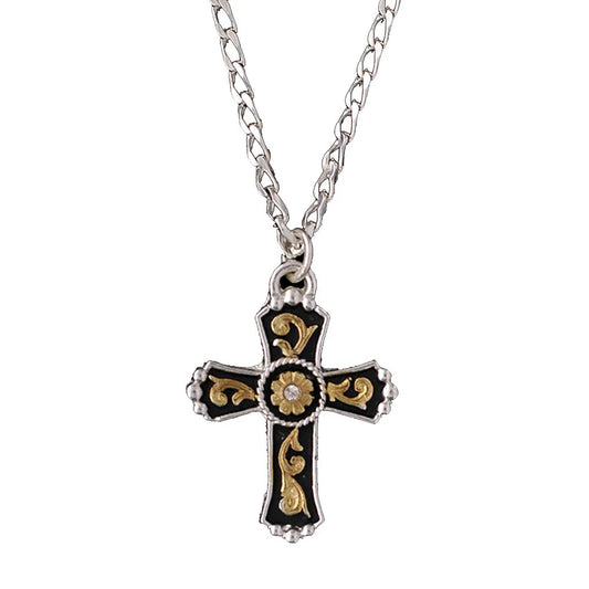 Colar Masculino Cruz Prata e Dourado – DN120